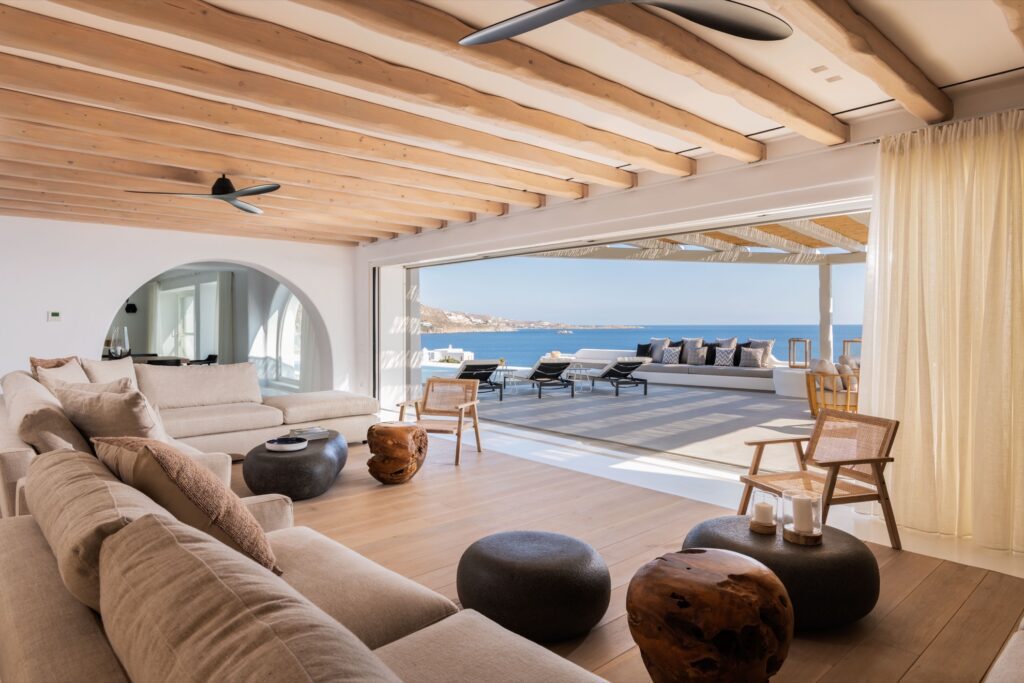 Pool and outdoor living area in Mykonos