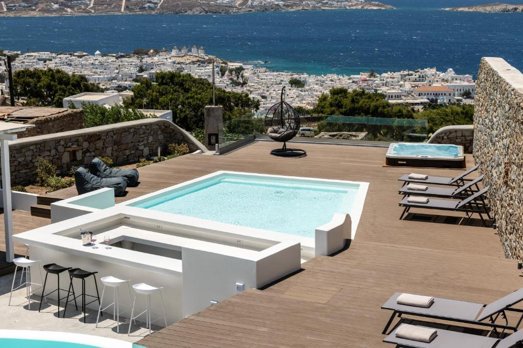 Xenia — Pool terrace overlooking Mykonos